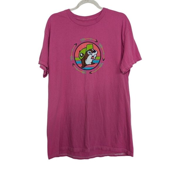 Buc-ees Graphic Tee Womens Size Medium Pink Easily Distracted By Dogs Cotton - Picture 2 of 10